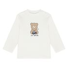 Younger Boys Ivory Teddy bear Long Sleeve Top, 1, hi-res