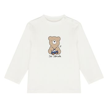 Baby Boys Ivory Teddy bear Long Sleeve Top