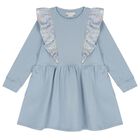 Girls Blue Ruffle Star Dress, 1, hi-res