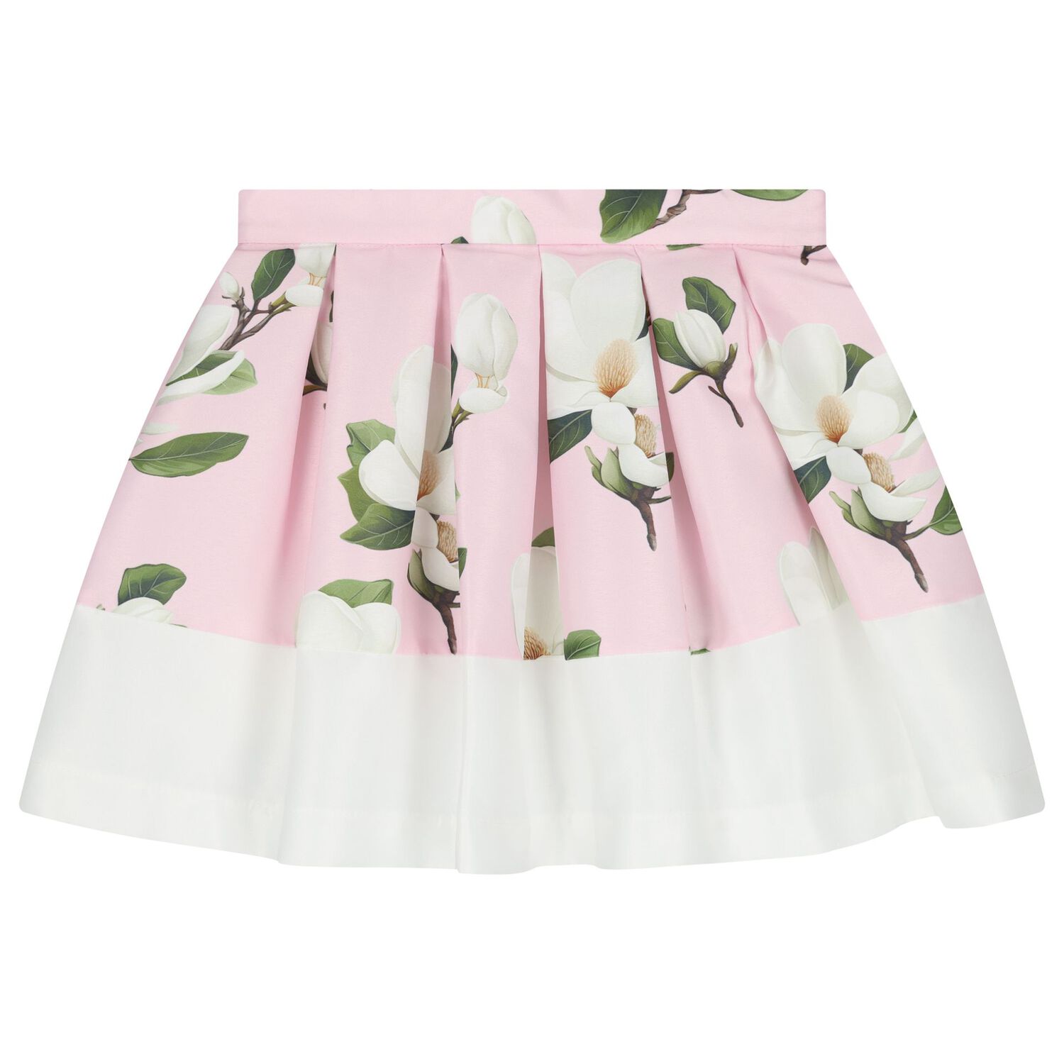 Girls Pink Floral Satin Skirt Set, 1, hi-res