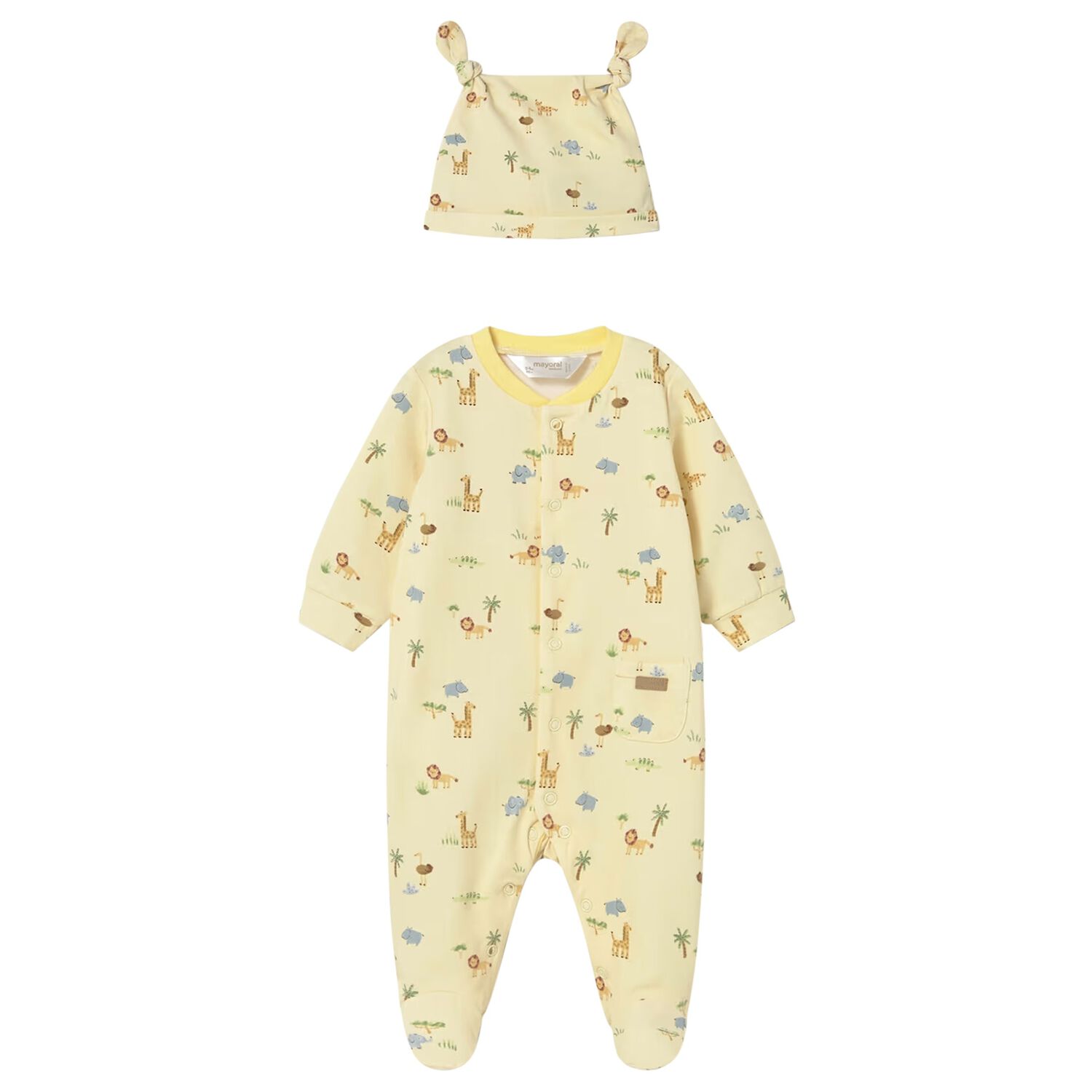 Baby Boys Yellow Animals Babygrow Set, 1, hi-res
