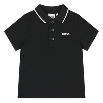 Younger Boys Black Logo Polo Shirt