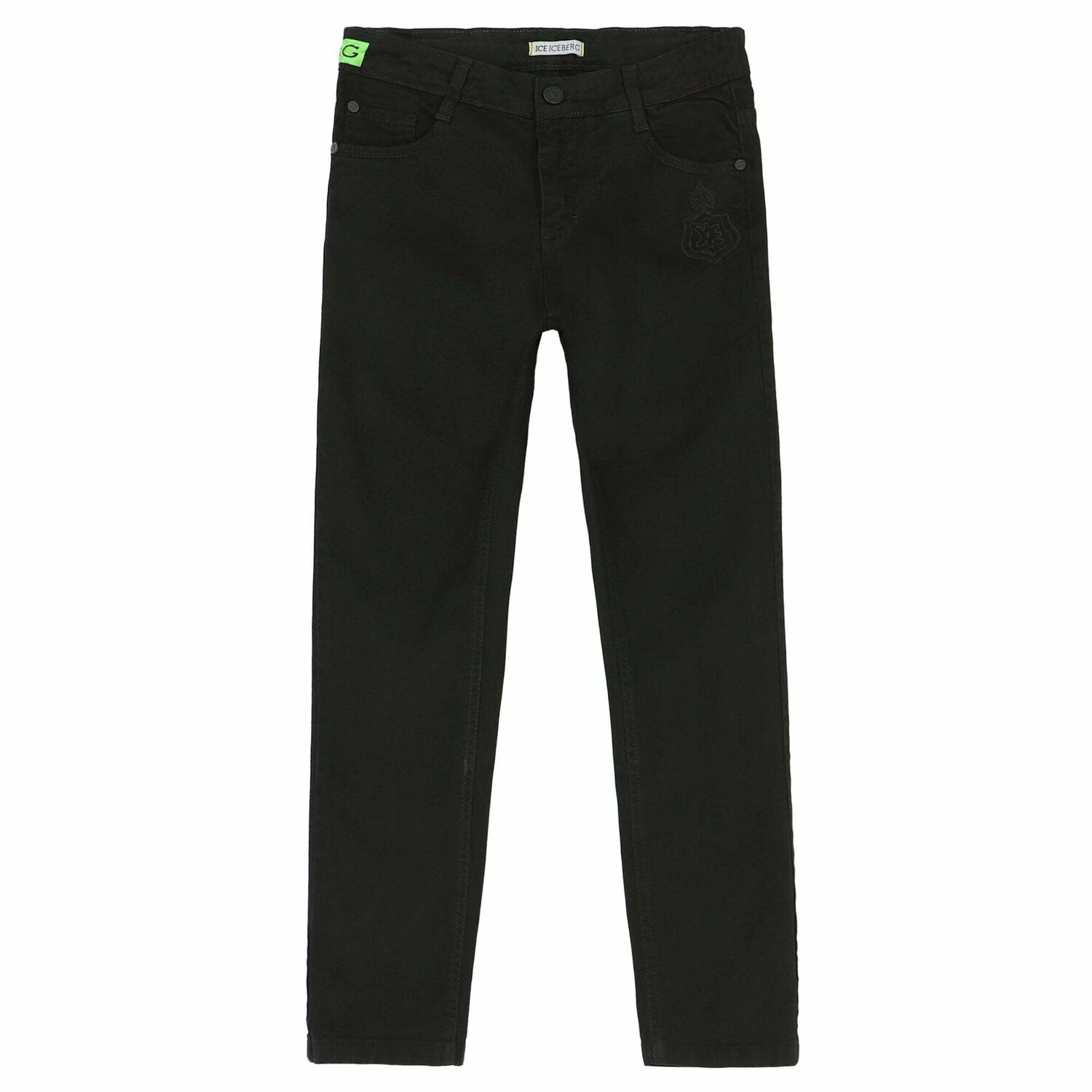 بنطلون جينز بالشعار باللون الاسود للاولاد, 1, hi-res