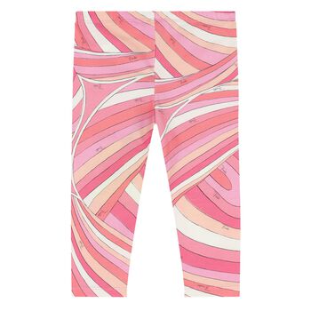 Younger Girls Pink & White Iride Leggings