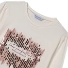 توب بنات بأكمام مزين بالترتر باللون العاجي , 1, hi-res