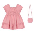 Younger Girls Pink Dress & Handbag, 1, hi-res