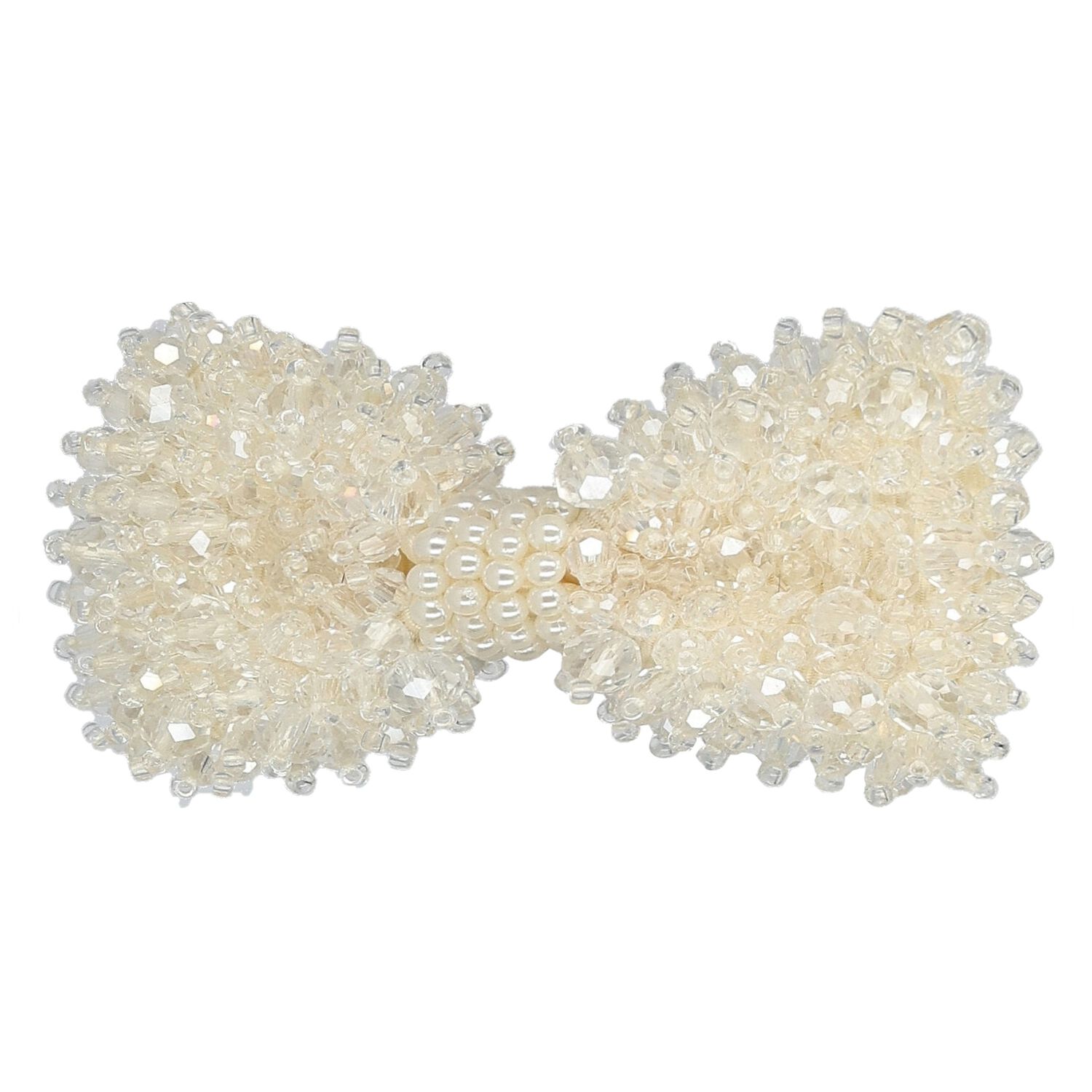 Girls White Embellished Bow Hair Clip, 4, hi-res image number null