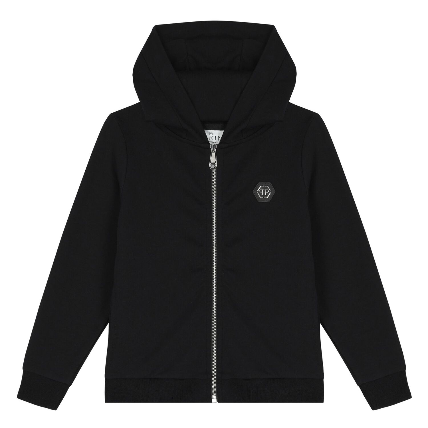 Boys Black Logo Hooded Zip Up Top, 1, hi-res image number null