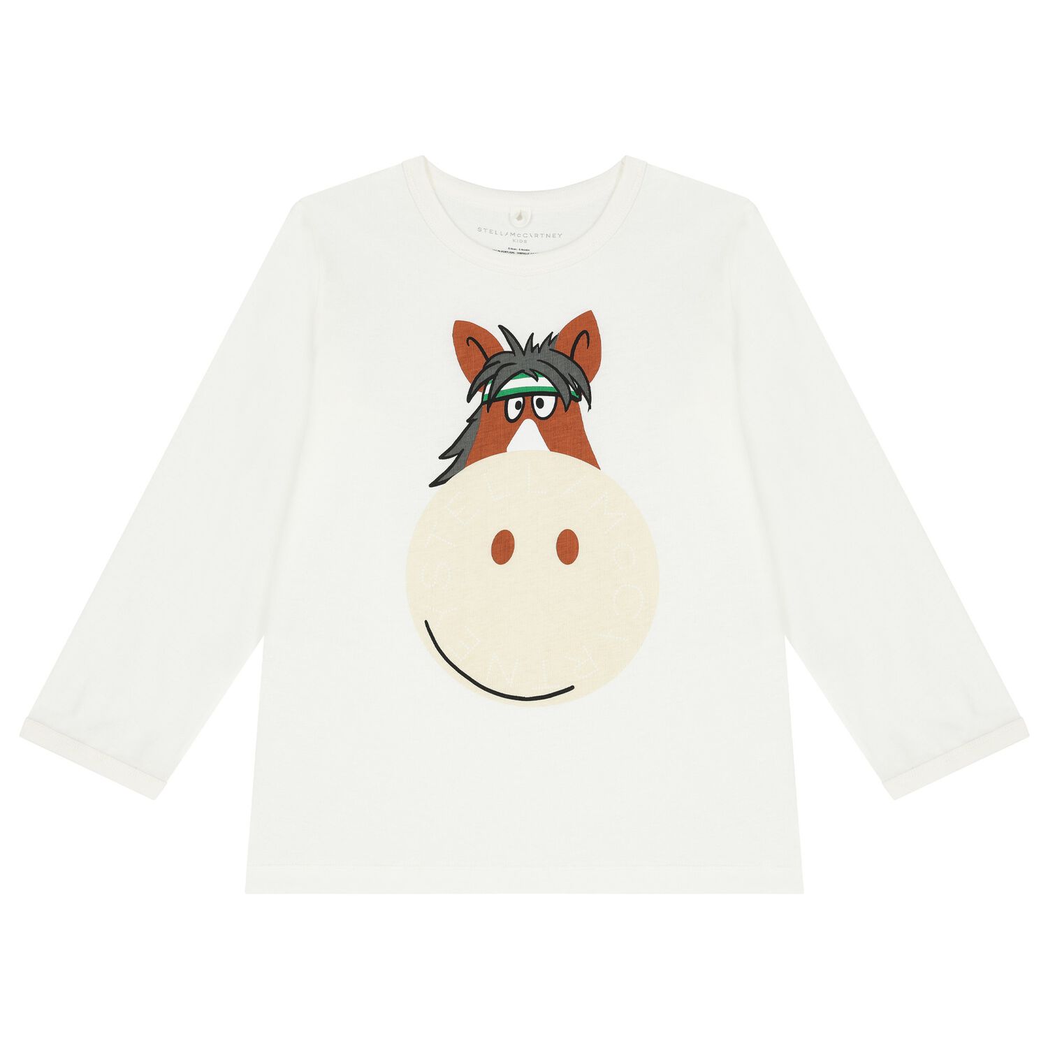 Boys Ivory Horse Logo Long Sleeve Top, 1, hi-res