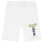 Boys White Teddy Bear Shorts, 2, hi-res