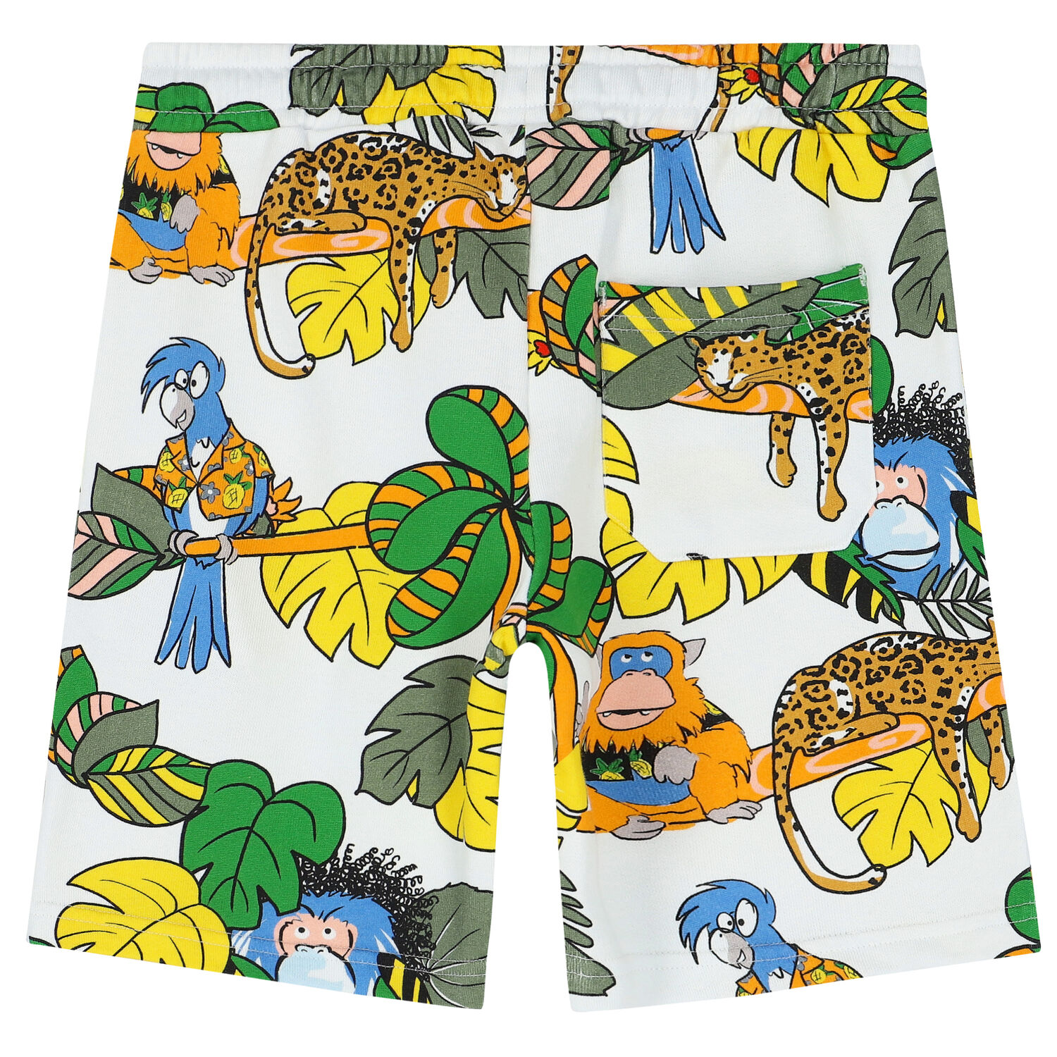 Boys White Animals Shorts, 1, hi-res