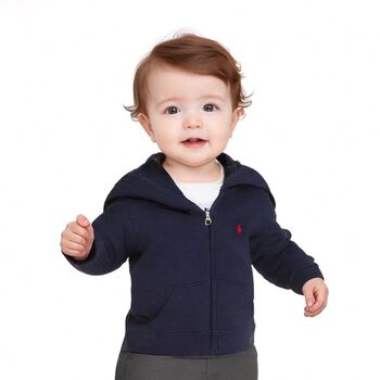 Baby Boys Navy Logo Zip Up Top