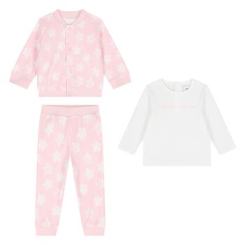 Younger Girls Reversible Pink & White Tracksuit Set