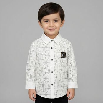Younger Boys White Logo Shirt