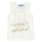 Girls Ivory & Gold Logo Top, 1, hi-res