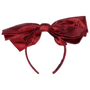 Girls Metallic Red Bow Headband