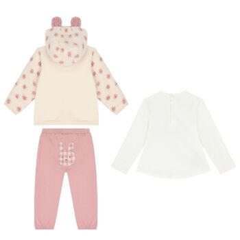 Baby Girls Pink & White Tracksuit (3 Piece)
