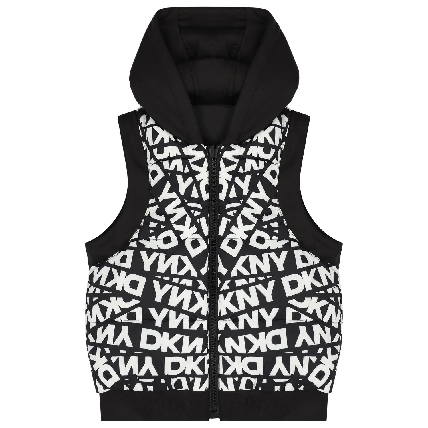 Black & White Logo Reversible Hooded Gilet, 1, hi-res image number null