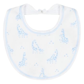 Baby Boys White & Blue Giraffe Bib