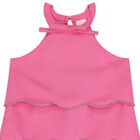 فستان مزين بشعار الألماس باللون الوردي للبنات , 1, hi-res