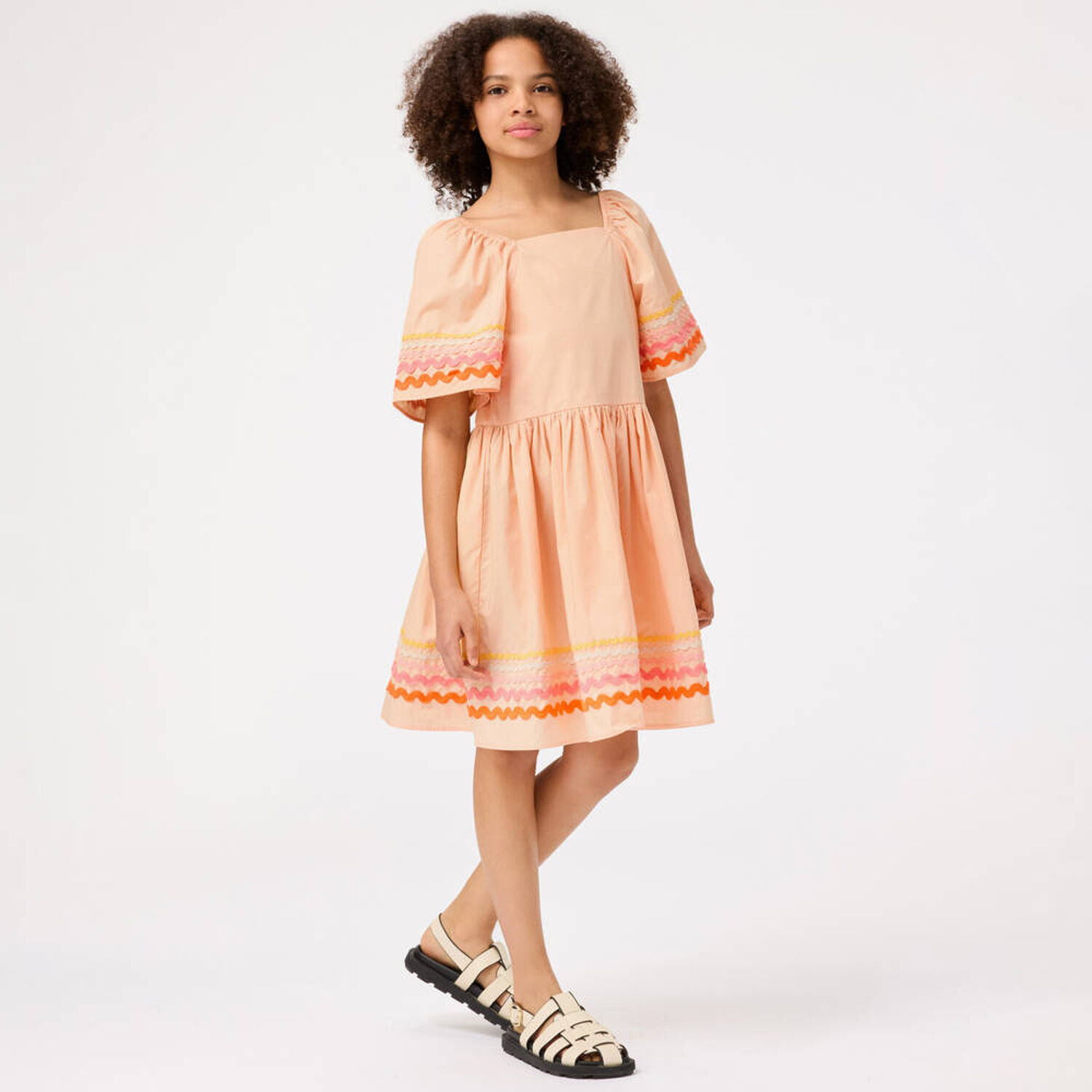 Girls Orange Ric Rac Dress, 1, hi-res image number null