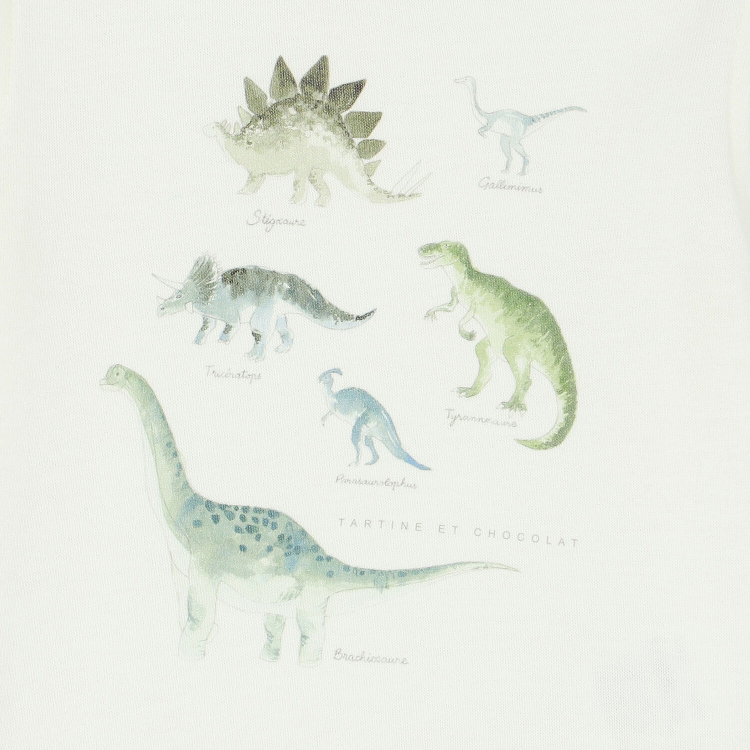 توب بأكمام بطبعة ديناصور باللون العاجى للاولاد, 1, hi-res