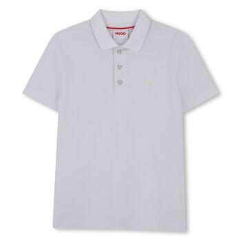 Boys White Logo Polo Shirt