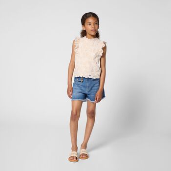 Girls Mini Me Ivory & Beige Logo Sliders