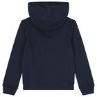 Boys Navy Blue Logo Hooded Top, 1, hi-res
