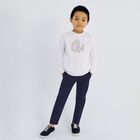 Boys Navy Blue Cotton Chino Trousers, 1, hi-res