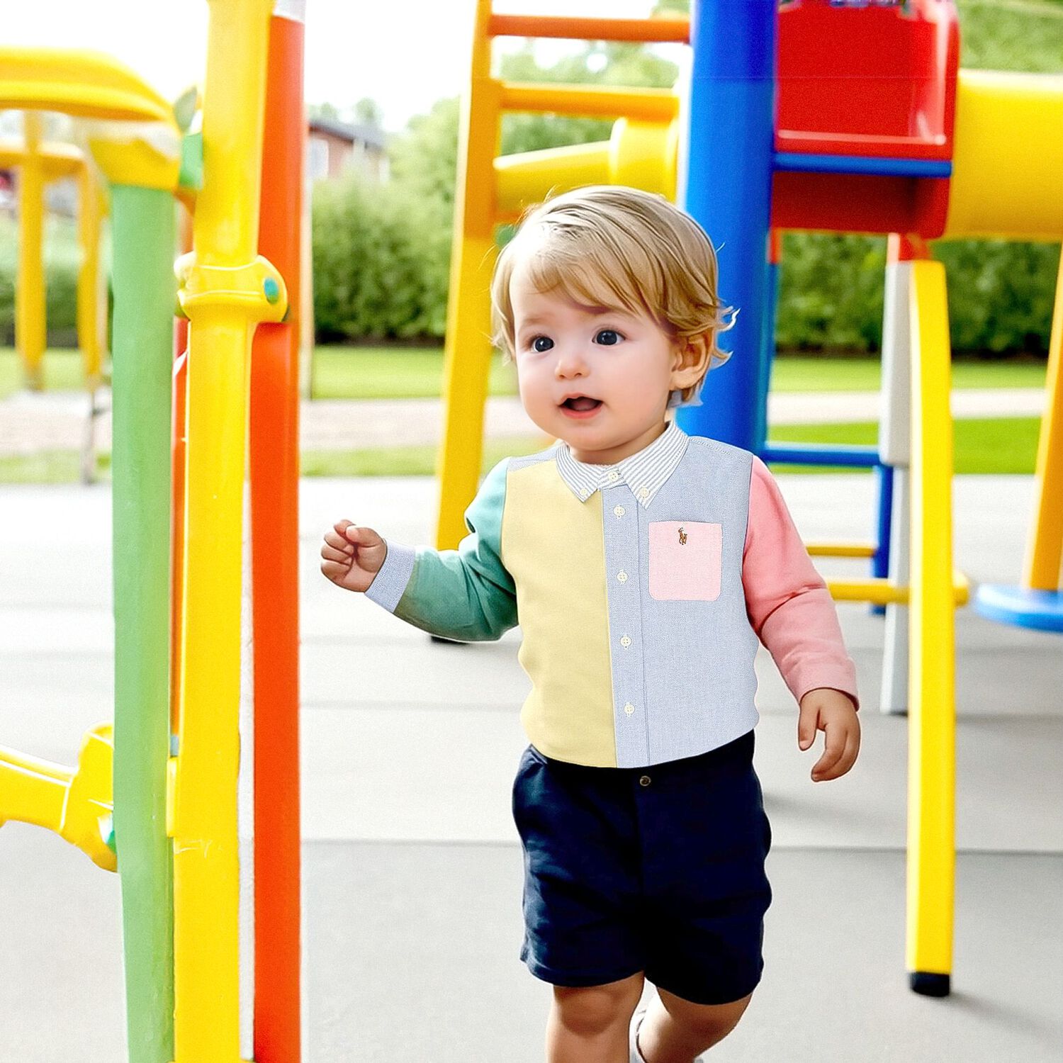 Baby Boys Multi-Colored Logo Shirt, 1, hi-res