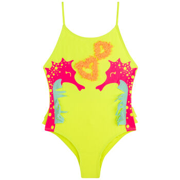 Girls Yellow Seahorse Swimsuit