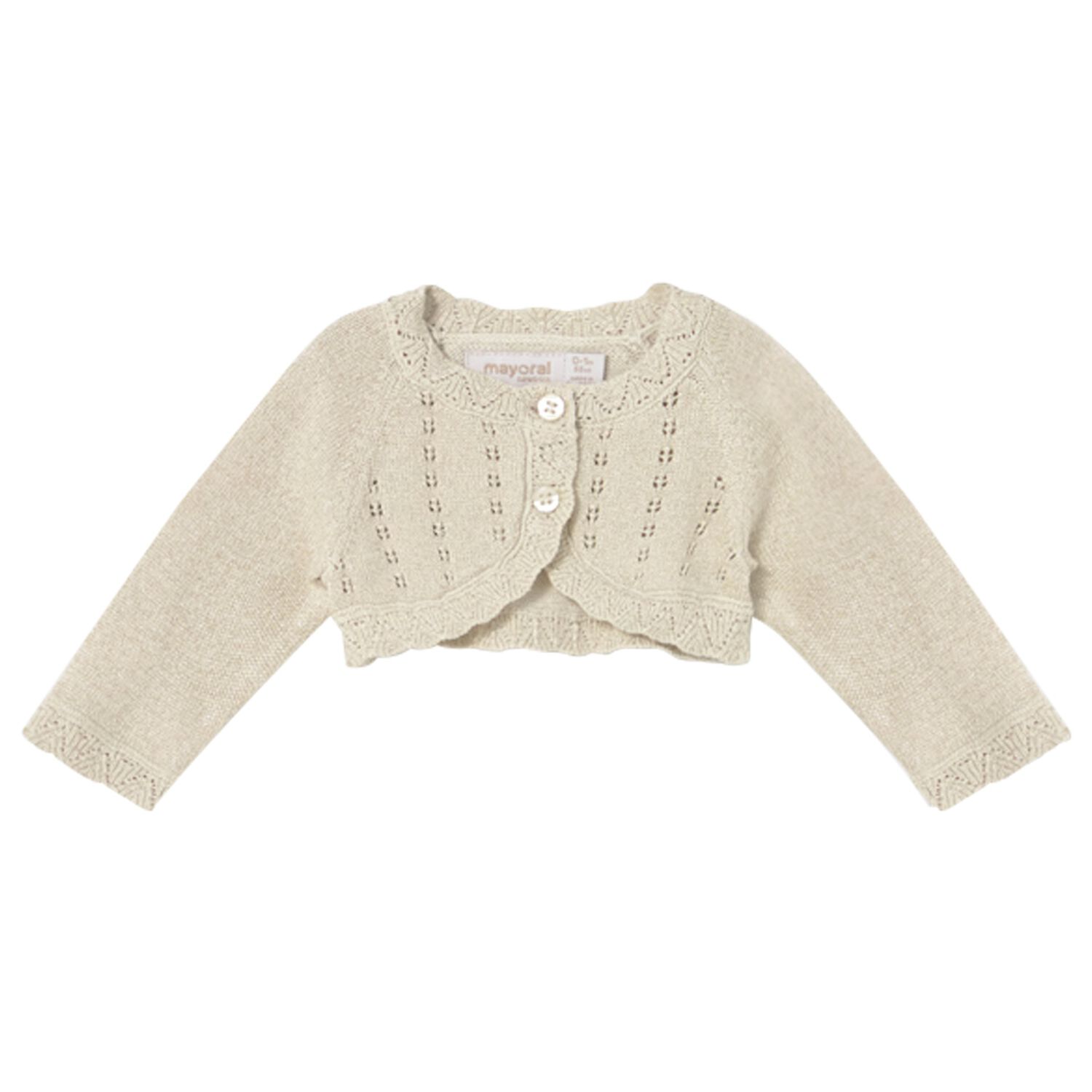 Baby Girls Gold Knitted Cardigan, 1, hi-res image number null