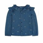 Girls Chambray Ruffled Blouse, 1, hi-res
