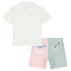 Baby Boys White Logo Shorts Set, 1, hi-res
