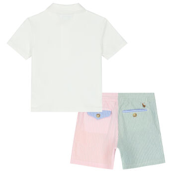 Baby Boys White Polo & Shorts Set