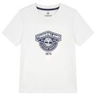 Boys White & Navy Blue Logo Shorts, 2, hi-res