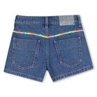 Girls Blue Denim Shorts, 1, hi-res