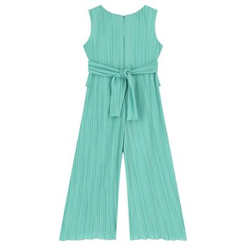 Girls Green Pleated Chiffon Jumpsuit