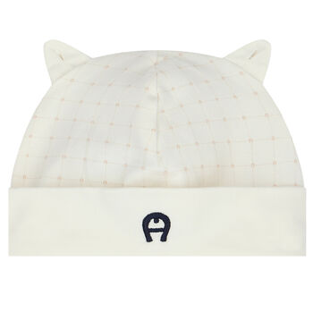 Ivory & Navy Logo Baby Hat