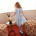 Girls Blue Tulle Bow Dress, 1, hi-res