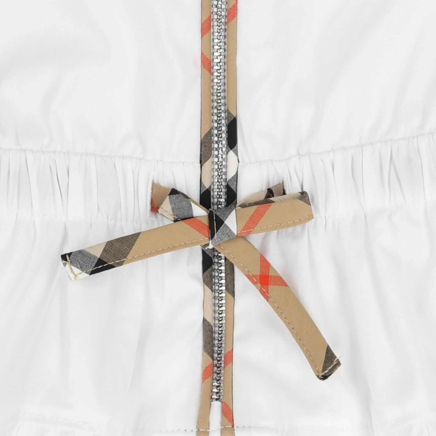 Younger Girls White Check Sleeveless Dress, 1, hi-res