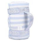 بطانيه اولاد مخططه بالشعار باللون الازرق والابيض , 3, hi-res