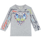 تيشيرت بشعار الفيل باللون الرمادي للأولاد , 1, hi-res