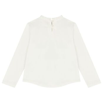 Girls Ivory Ruffled Long Sleeve Top 