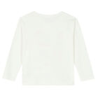 توب بأكمام طويلة بطبعة يونيكورن باللون العاجي للبنات, 1, hi-res