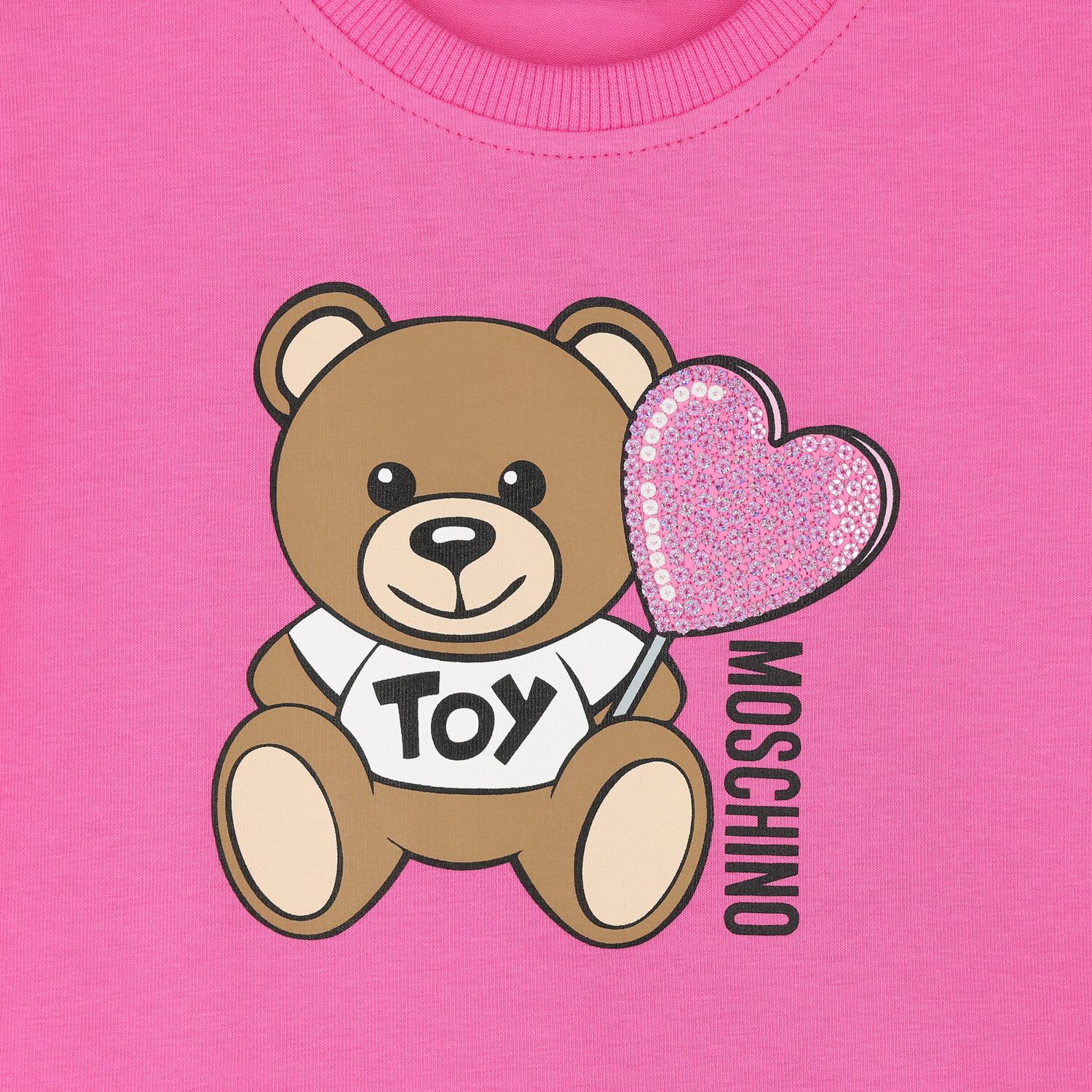 Younger Girls Pink Teddy Bear Logo Dress, 3, hi-res