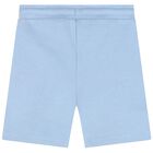 Younger Boys White & Blue Logo Shorts Set, 1, hi-res