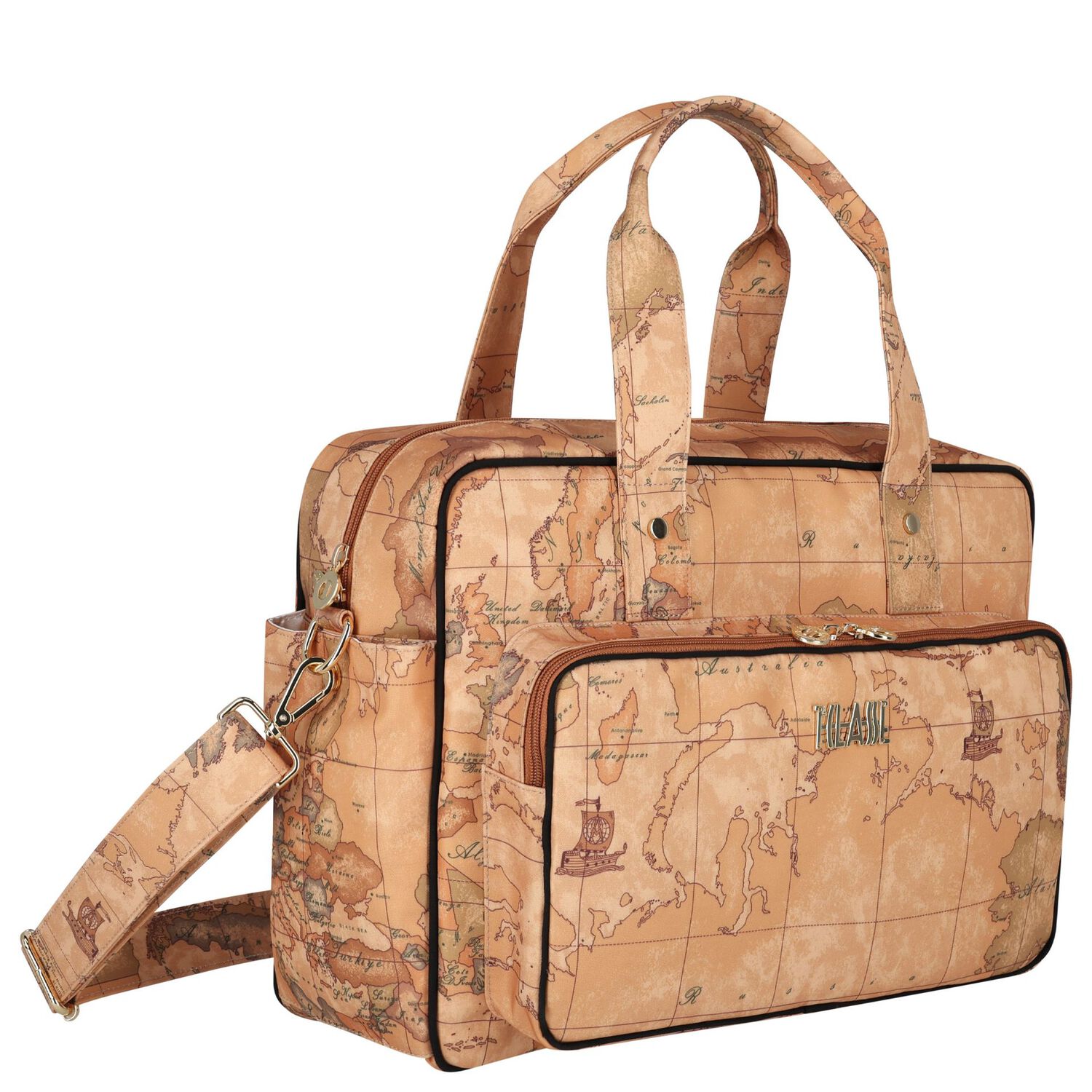 حقيبة تغيير حفاضات الأطفال ذات الخريطة الجغرافية باللون البيج, 1, hi-res