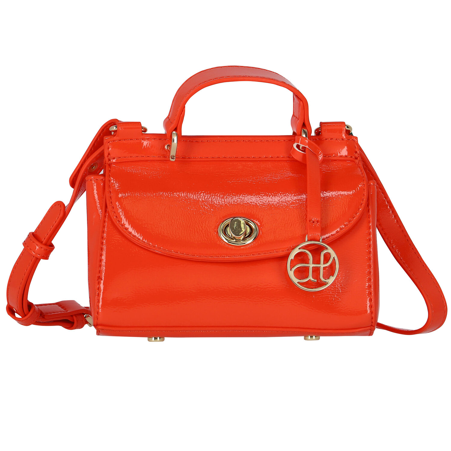 Girls Orange Leather Handbag, 1, hi-res image number null